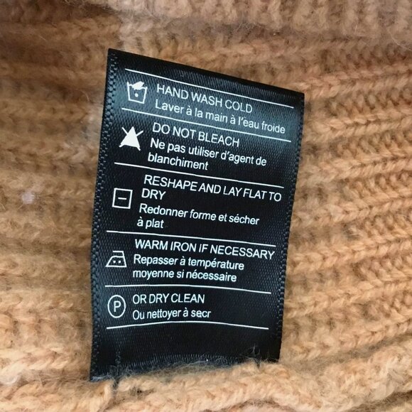 W.CASHMERE 100% Cashmere Tan L Rib Knit Funnel Collar Sweater Luxury Minimalist - Picture 6 of 8